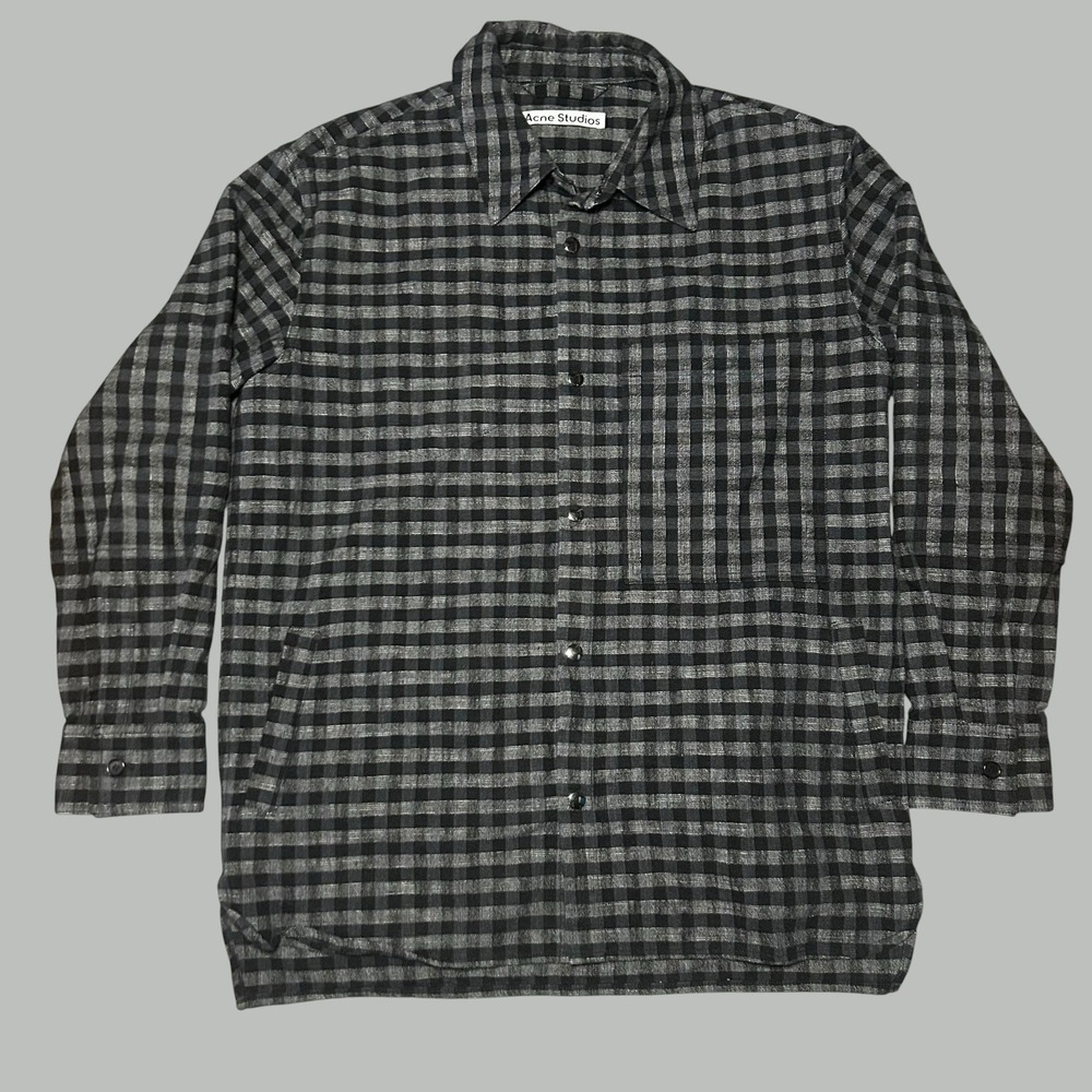 Acne Studios Men's Xl Check Overshirt Grey Black Thick Material Shacket